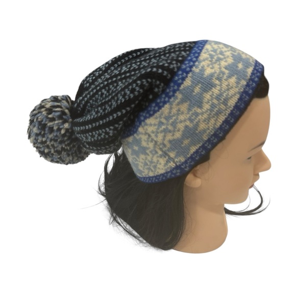 Mountain ladies & ewe handmade wool hat women Nordic blue black tan vintage - Picture 2 of 16